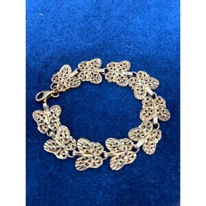 Vintage gold plated 925 Sterling Silver Butterfly Linked Bracelet Thailand
